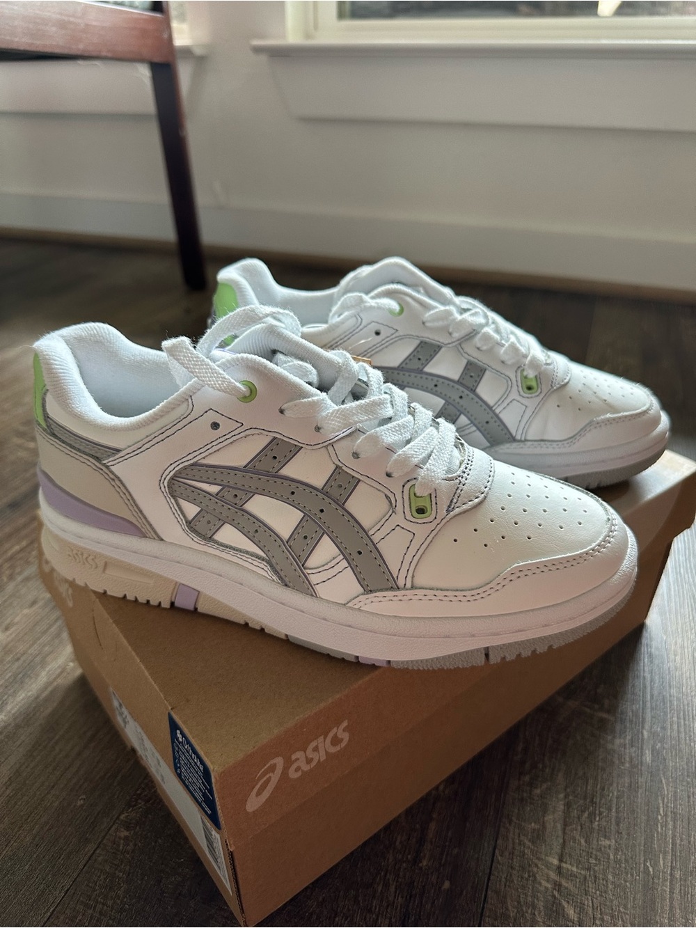 ASICS White Sneakers with Silver Logos & Lime Accents - Picture 11 of 11